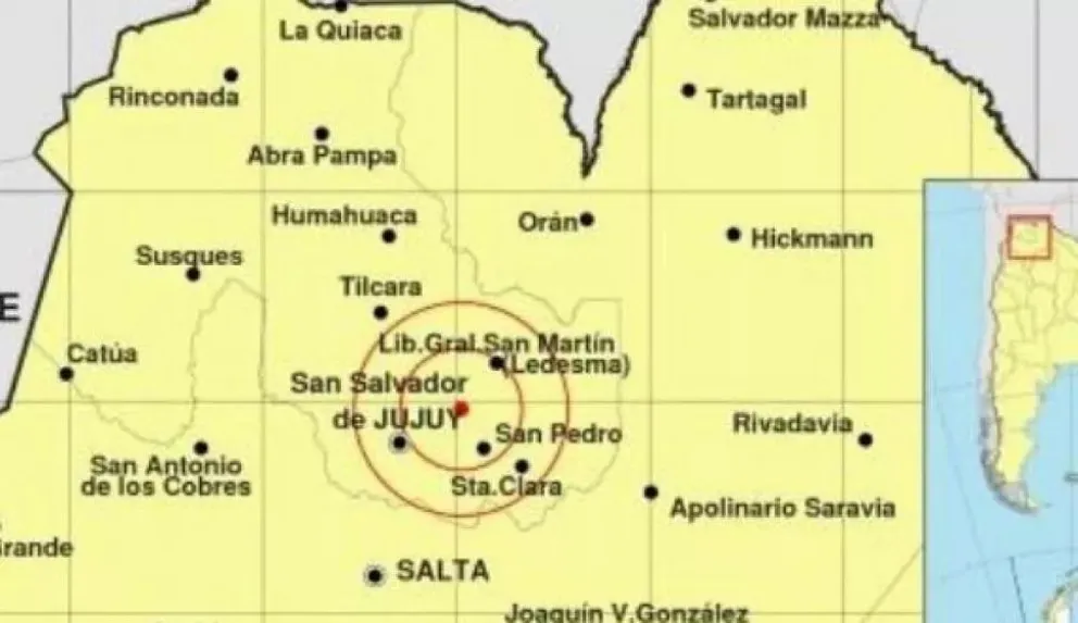 Hubo un temblor de 2.9 en San Pedro de Jujuy