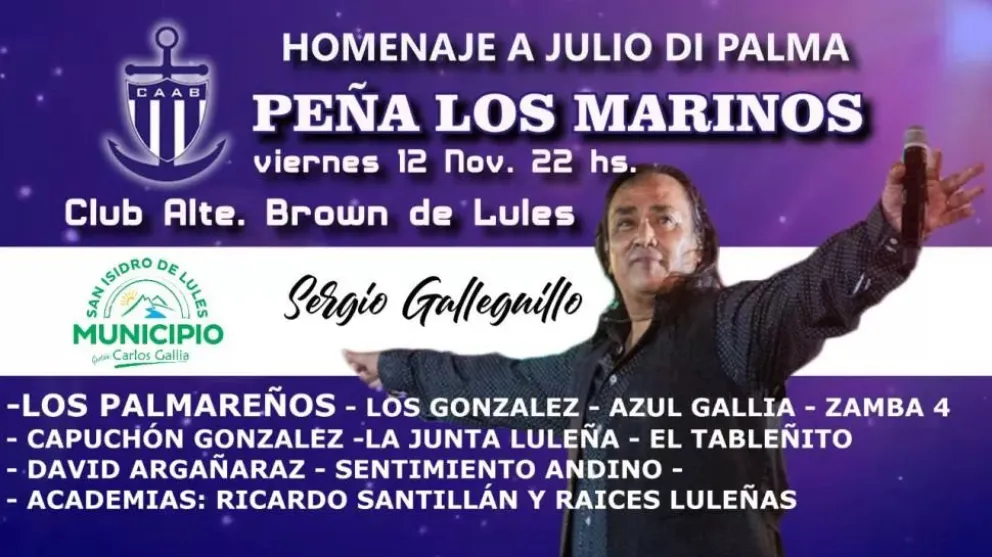 Galleguillo animará la peña "Los Marinos" en Lules