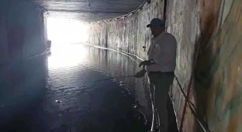 Romero simuló irónicamente la captura de ranas en el túnel de la calle Mendoza