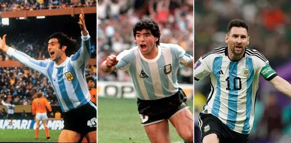 Kempes, Maradona  y Messi, los estandartes del seleccionado nacional