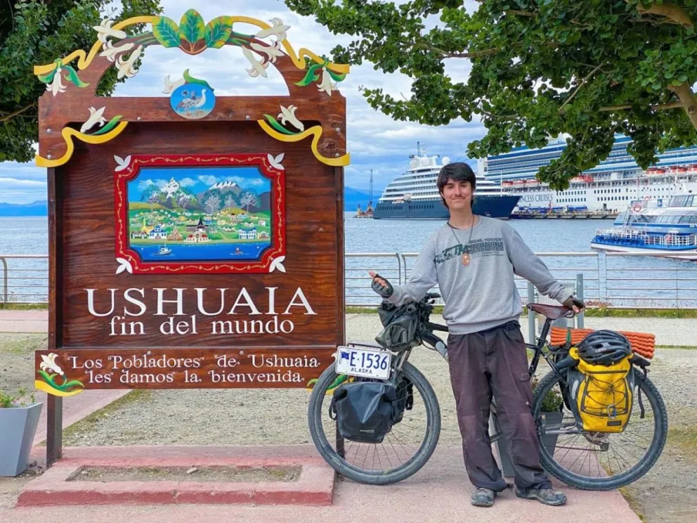 El joven de California llegó a Ushuaia el 10 de enero. 