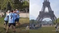 Recrearon el gol de Ángel Di María en la final en medio de la Torre Eiffel
