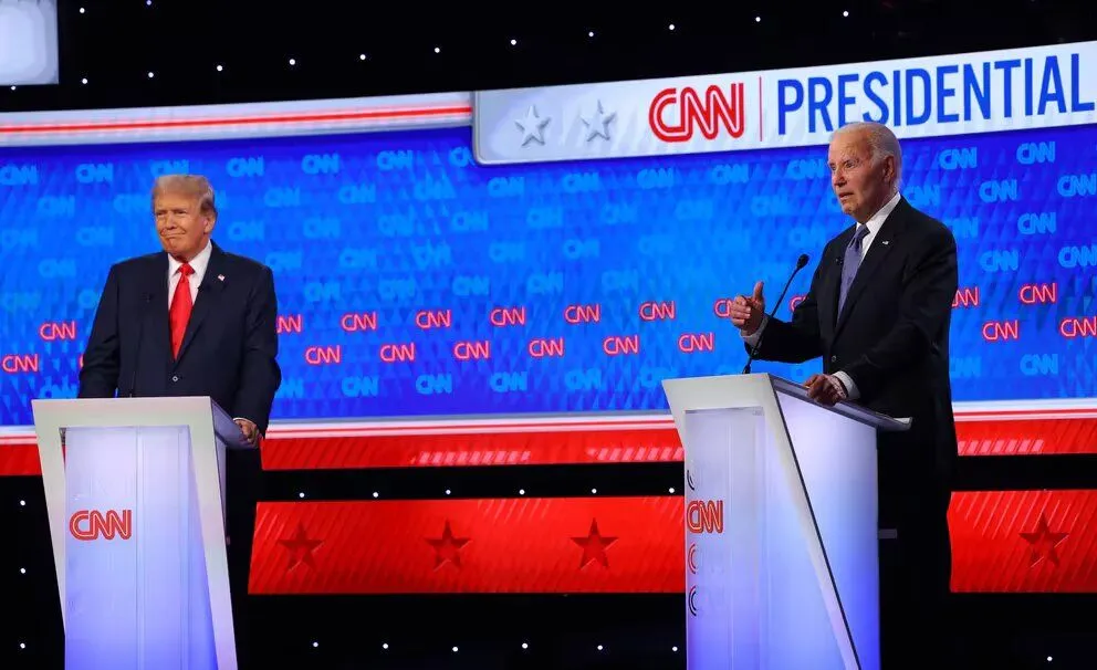 Joe Biden y Donald Trump durante el debate presidencial en Atlanta